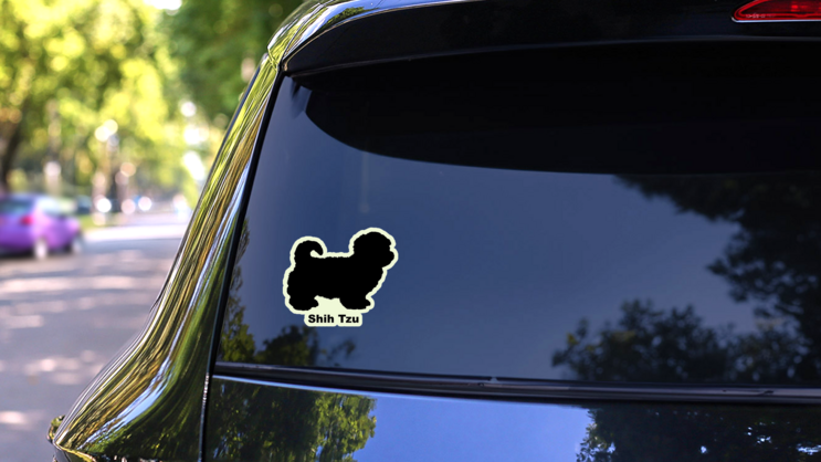Shih Tzu Solid Sticker on a Rear Car Window (New) example