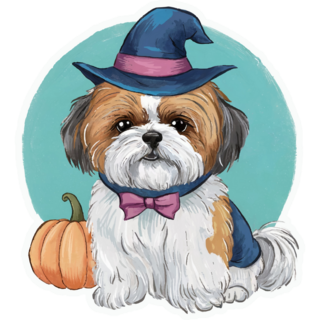 Shih Tzu Witch Sticker