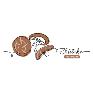Shiitake Mushrooms One Line Art Drawing Sticker