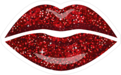 Shimmering Red Painted Lips Sticker