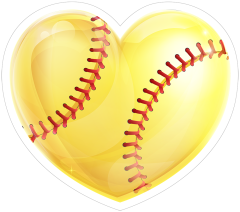 Shiny Yellow Heart Softball Sticker