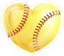 Shiny Yellow Heart Softball Sticker