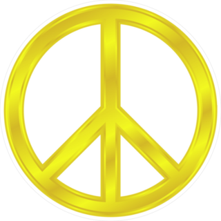 Shiny Yellow Peace Sign Sticker