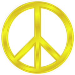 Shiny Yellow Peace Sign Sticker