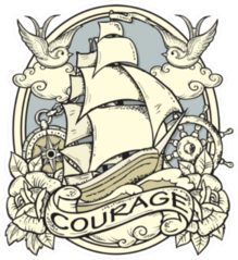 Ship And Sailor Courage Illustration Sticker