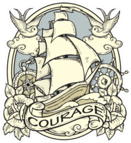 Ship And Sailor Courage Illustration Sticker