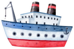 Ship - Watercolor Illustration Sticker
