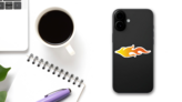 Shooting Flames Sticker on a Phone (New) example