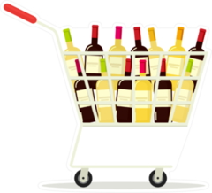 Shopping Cart With A Lot Of Wine Sticker