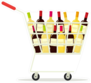 Shopping Cart With A Lot Of Wine Sticker
