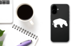 Short Dinosaur Sticker on a Phone (New) example