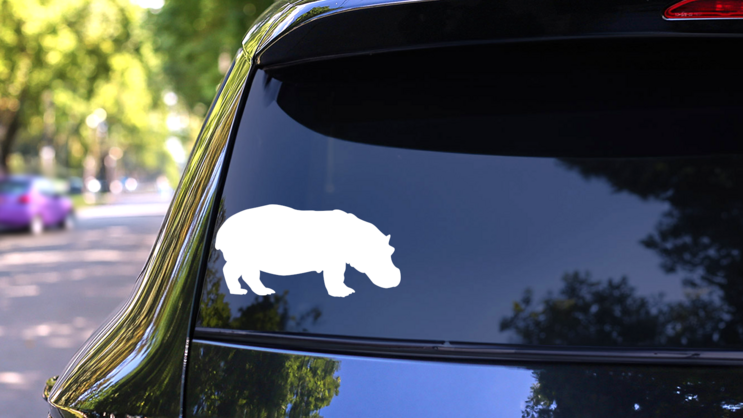 Short Hippopotamus Sticker on a Rear Car Window (New) example