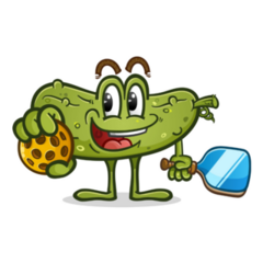 Short Pickle Holding A Pickleball Sticker