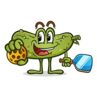Short Pickle Holding A Pickleball Sticker