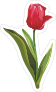 Short Red Tulip Flower Sticker