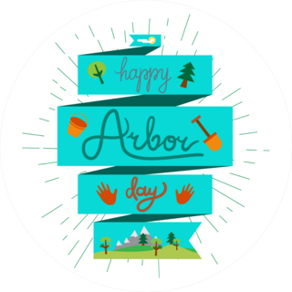 Shovel, Bucket and Hand Arbor Day Sticker