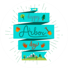 Shovel, Bucket and Hand Arbor Day Sticker