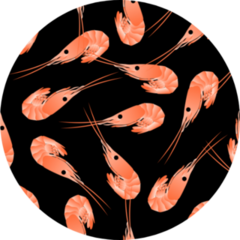 Shrimp Seamless Pattern On Black Sticker