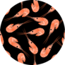 Shrimp Seamless Pattern On Black Sticker
