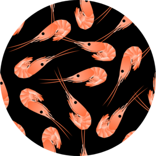 Shrimp Seamless Pattern On Black Sticker