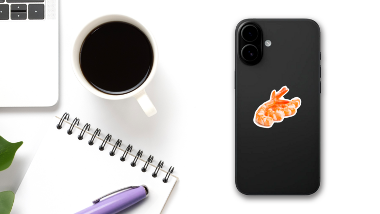 Shrimp Set Isolated On White Sticker on a Phone (New) example