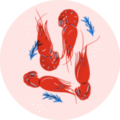 Shrimp With Herbs Illustration Sticker