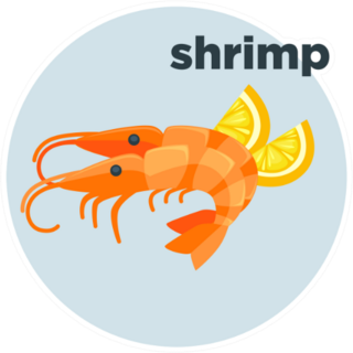 Shrimp With Lemon Illustration Lettering Sticker