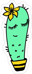 Shy Cactus Cartoon Sticker