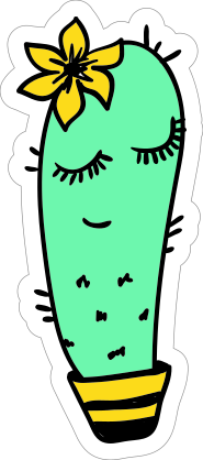Shy Cactus Cartoon Sticker