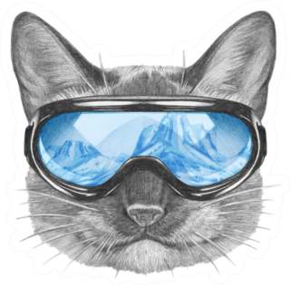 Siamese Cat With Ski Goggles Sticker
