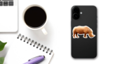 Side View Of A Rhino On A White Background Sticker on a Phone (New) example