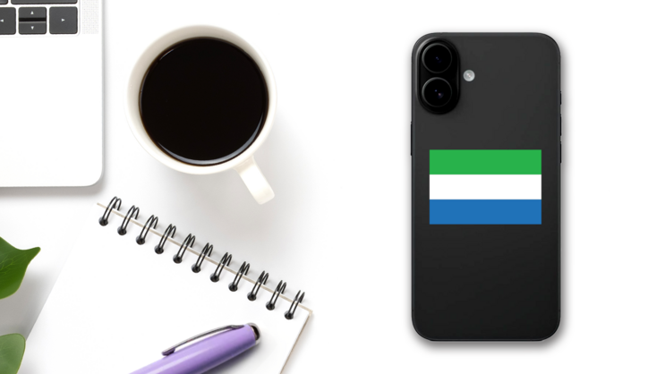 Sierra Leone Flag Sticker on a Phone (New) example