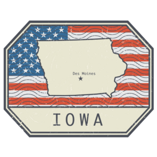 Sign With The Name And Map Of Iowa Sticker