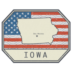 Sign With The Name And Map Of Iowa Sticker