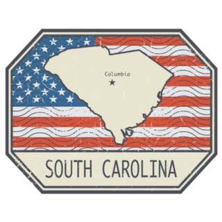 Sign With The Name And Map Of South Carolina Sticker