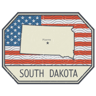 Sign With The Name And Map Of South Dakota Sticker