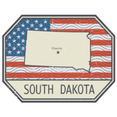 Sign With The Name And Map Of South Dakota Sticker
