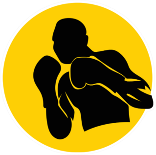 Silhouette Boxer Design On Yellow Sticker