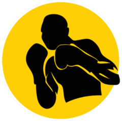 Silhouette Boxer Design On Yellow Sticker