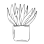 Silhouette Houseplant Hand Drawn