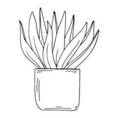 Silhouette Houseplant Hand Drawn