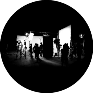 Silhouette Images Of Video Production On Black Sticker