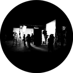 Silhouette Images Of Video Production On Black Sticker
