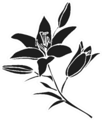 Silhouette Lily Black Outline Flower Sticker