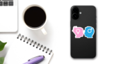 Silhouette Male And Female Sex Symbol Sticker on a Phone (New) example