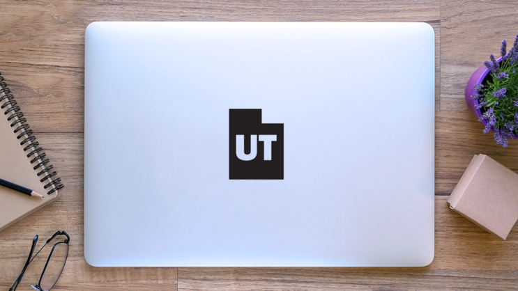 Silhouette Map Of Utah Abbreviation Sticker on a Laptop (New) example