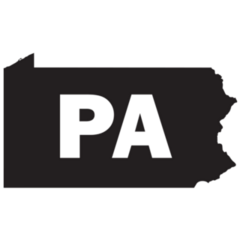 Silhouette Map Pennsylvania Abbreviation Sticker