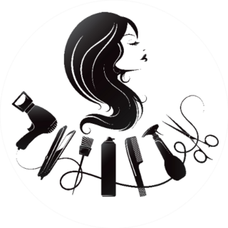 Silhouette Of A Beautiful Girl With Curls Of Hair And tools Sticker