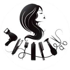 Silhouette Of A Beautiful Girl With Curls Of Hair And tools Sticker