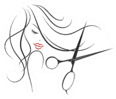 Silhouette Of A Beautiful Girl With Hair Stylist Scissors Sticker